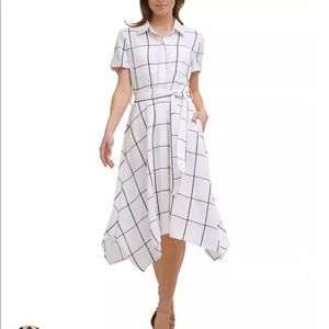 Asymmetrical window pane dress